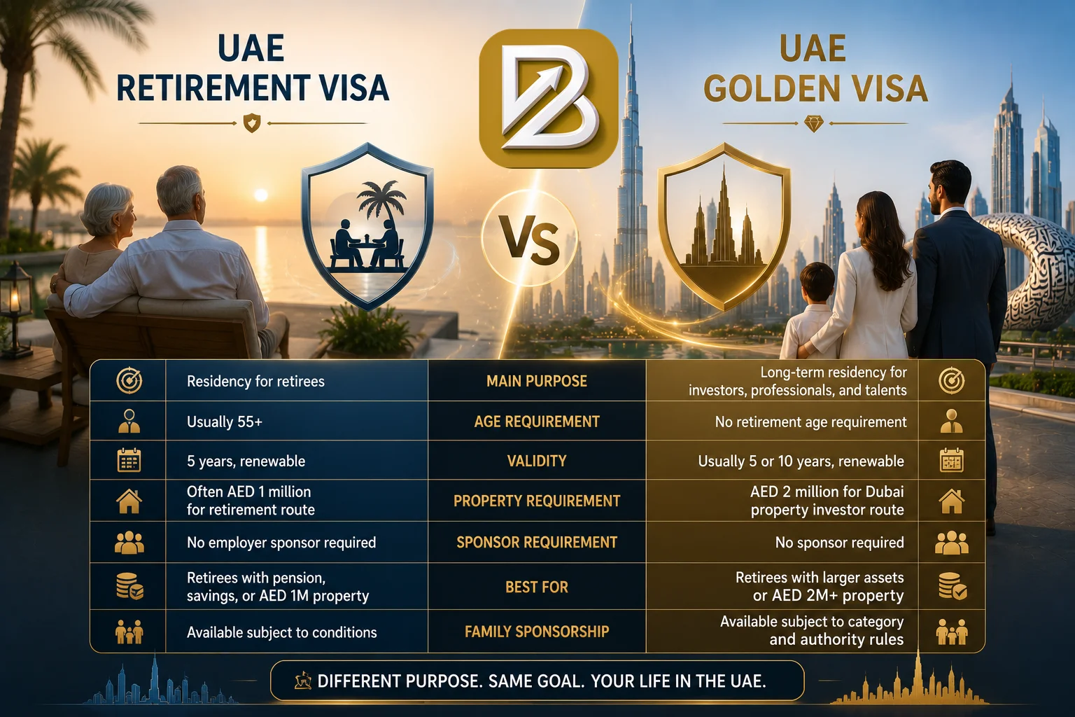 Difference between UAE Retirement Visa and UAE Golden Visa