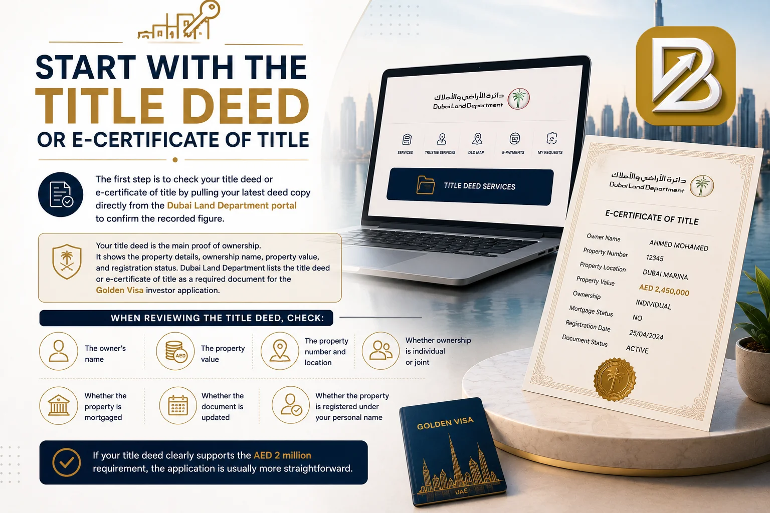 How to Verify Property Eligibility for Golden Visa in Dubai 2 check your title deed or oqood status from DLD
